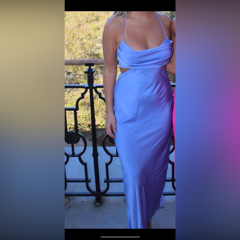 Hello Molly Blue Satin Maxi Dress – Size Small (US 4)